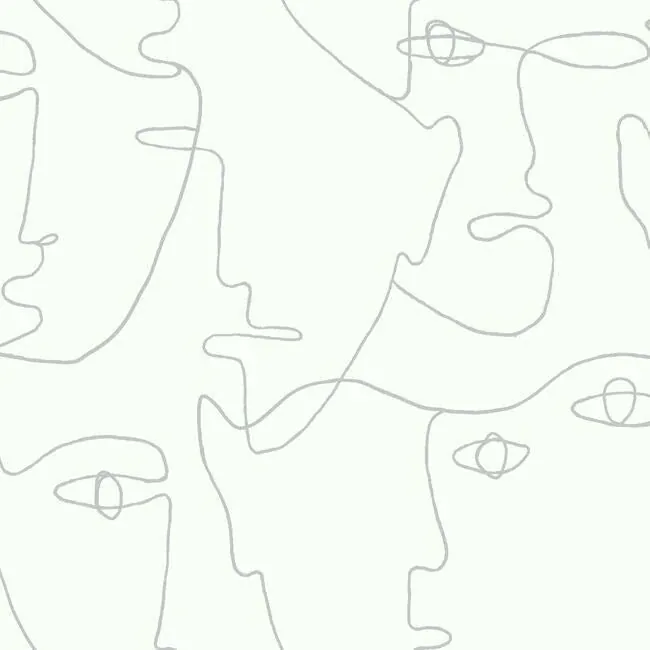 PSW1052RL | Pablo Portraits Silver Metallic Peel & Stick Wallpaper