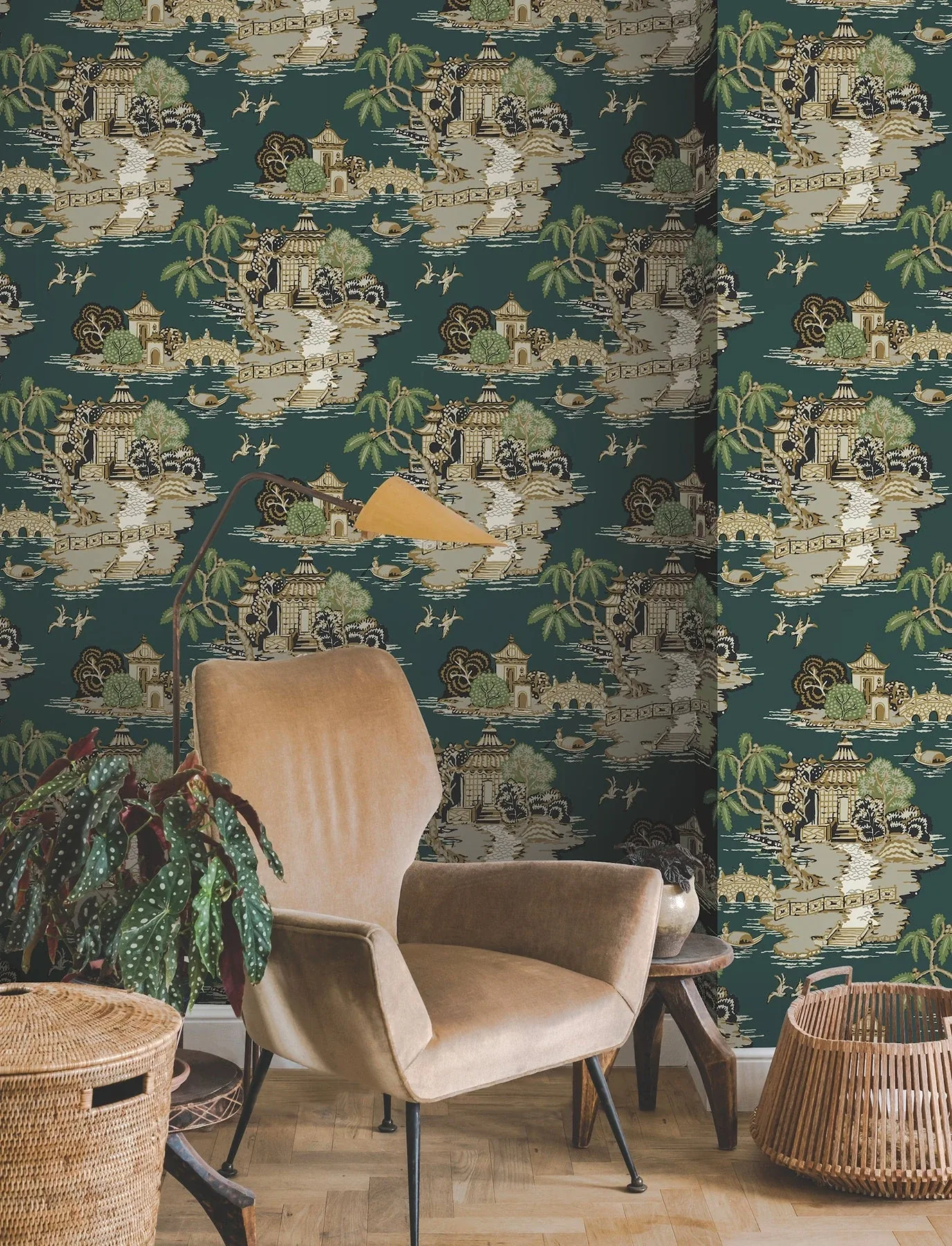 York Wallcoverings Pagoda And Sampan Scenic Forest Wallpaper - SKU RT7903