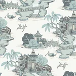 York Wallcoverings Pagoda And Sampan Scenic Seamist Wallpaper - SKU RT7904