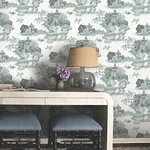 York Wallcoverings Pagoda And Sampan Scenic Seamist Wallpaper - SKU RT7904