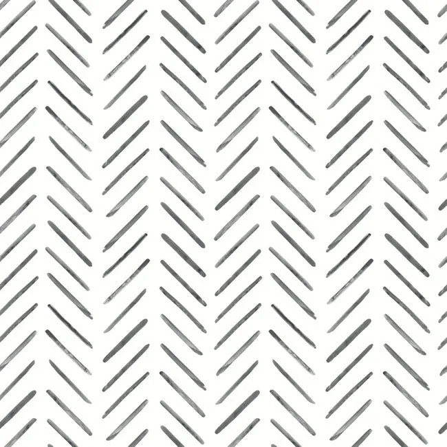 York Wallcoverings Painted Herringbone Black Peel & Stick Wallpaper - SKU PSW1525RL