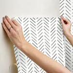 York Wallcoverings Painted Herringbone Black Peel & Stick Wallpaper - SKU PSW1525RL