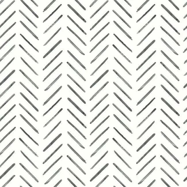CV4454 | Painted Herringbone Black Wallpaper