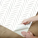 York Wallcoverings Painted Herringbone Fog Peel & Stick Wallpaper - SKU PSW1527RL