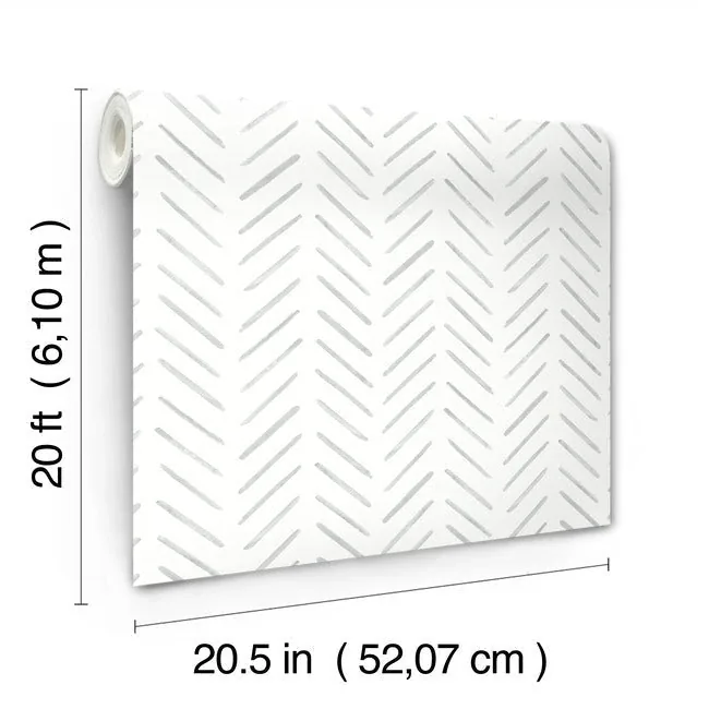 York Wallcoverings Painted Herringbone Fog Peel & Stick Wallpaper - SKU PSW1527RL