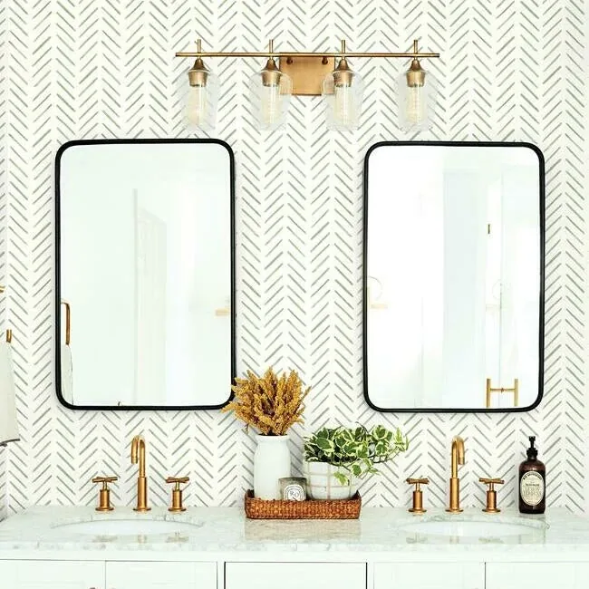 York Wallcoverings Painted Herringbone Green Wallpaper - SKU CV4452
