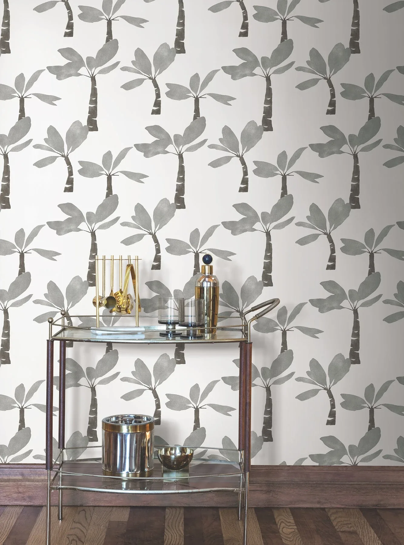 York Wallcoverings Painted Oasis Carbon & Graphite Wallpaper - SKU ZM2838