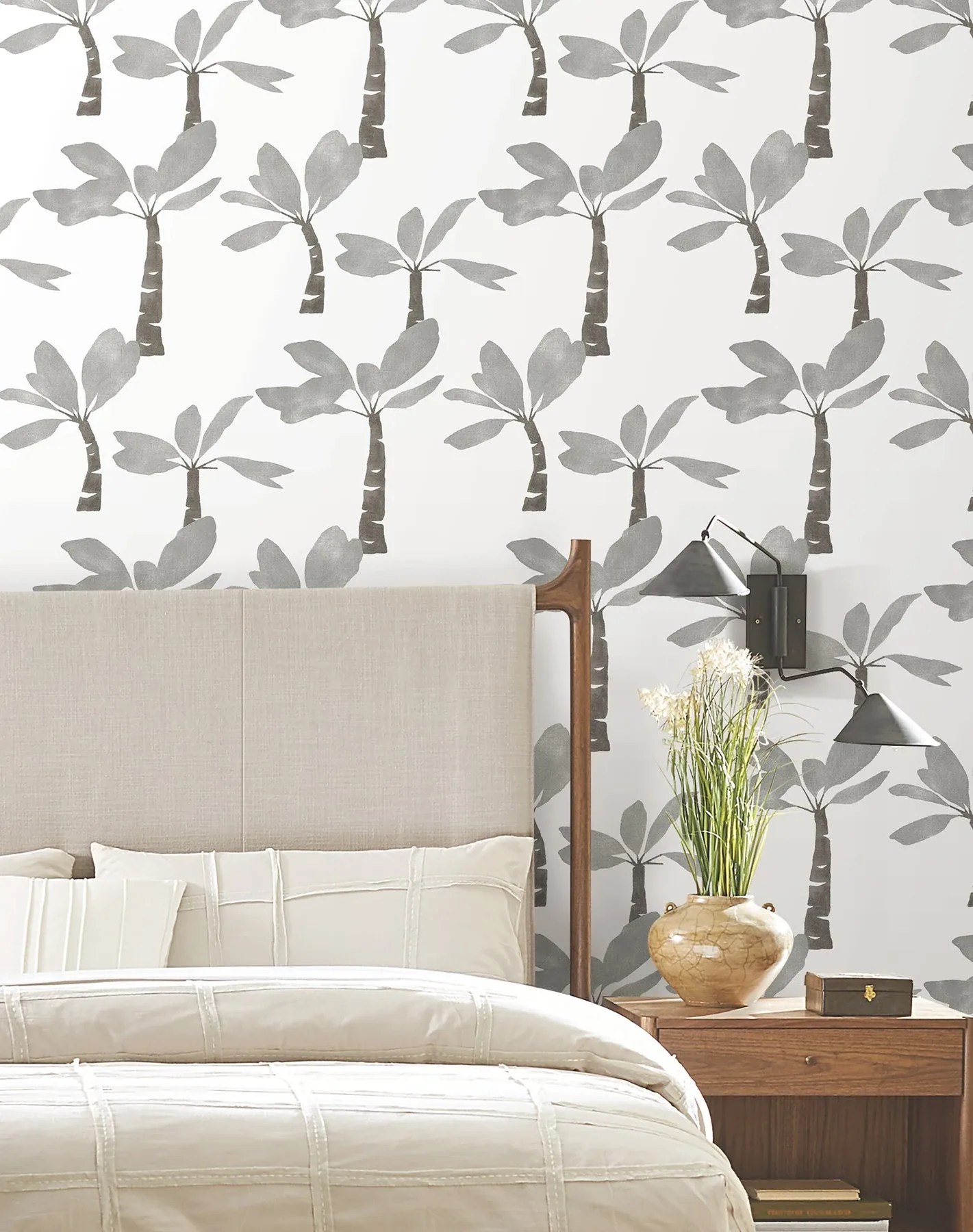 York Wallcoverings Painted Oasis Carbon & Graphite Wallpaper - SKU ZM2838