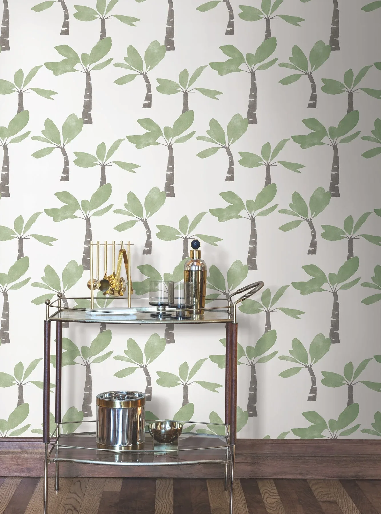 York Wallcoverings Painted Oasis Leaf Green Wallpaper - SKU ZM2839
