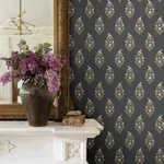 York Wallcoverings Paisley Black Wallpaper - SKU RF7472