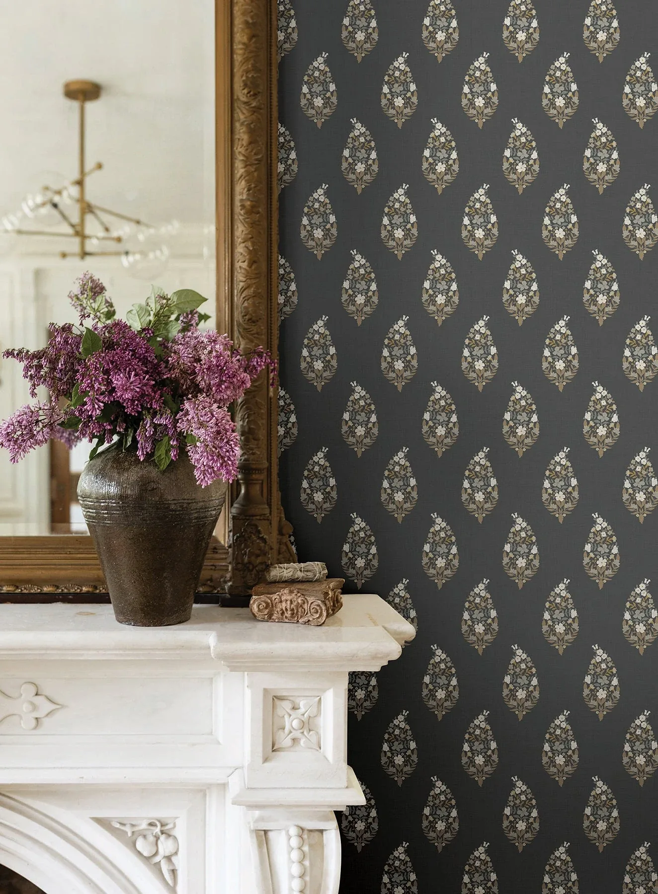 York Wallcoverings Paisley Black Wallpaper - SKU RF7472