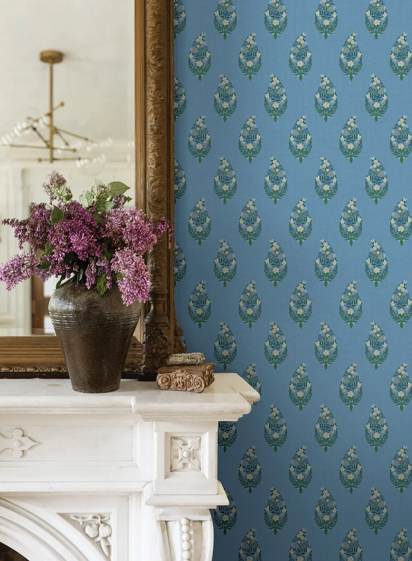 York Wallcoverings Paisley Blue Wallpaper - SKU RF7473