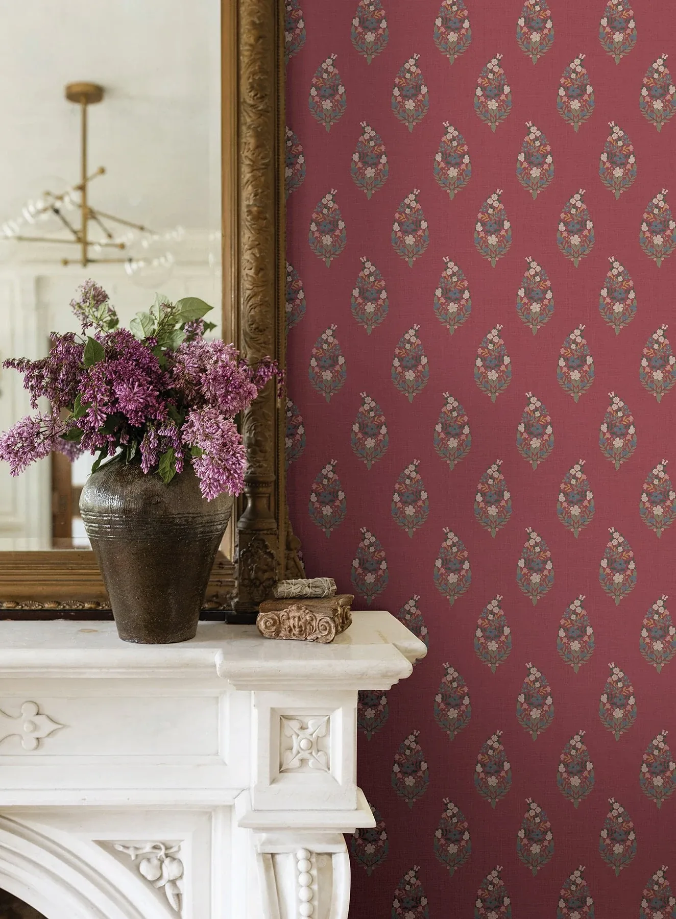 York Wallcoverings Paisley Burgundy Wallpaper - SKU RF7475