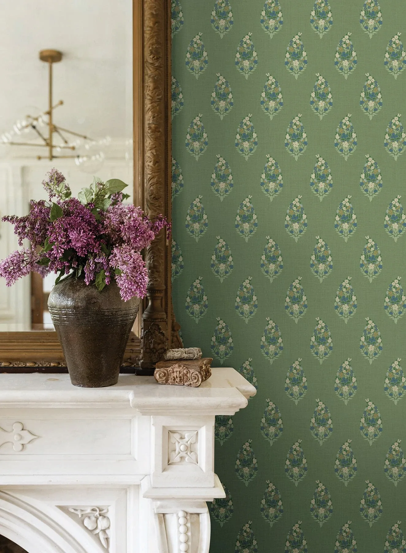York Wallcoverings Paisley Green Wallpaper - SKU RF7471