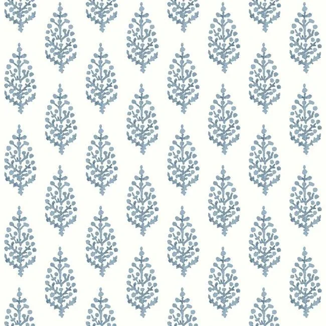 York Wallcoverings Paisley on Calico Blue Wallpaper - SKU FH4068