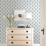York Wallcoverings Paisley on Calico Blue Wallpaper - SKU FH4068