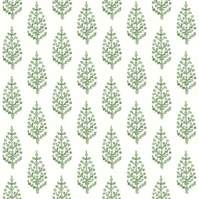 FH4067 | Paisley on Calico Green Wallpaper
