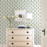 York Wallcoverings Paisley on Calico Green Wallpaper - SKU FH4067