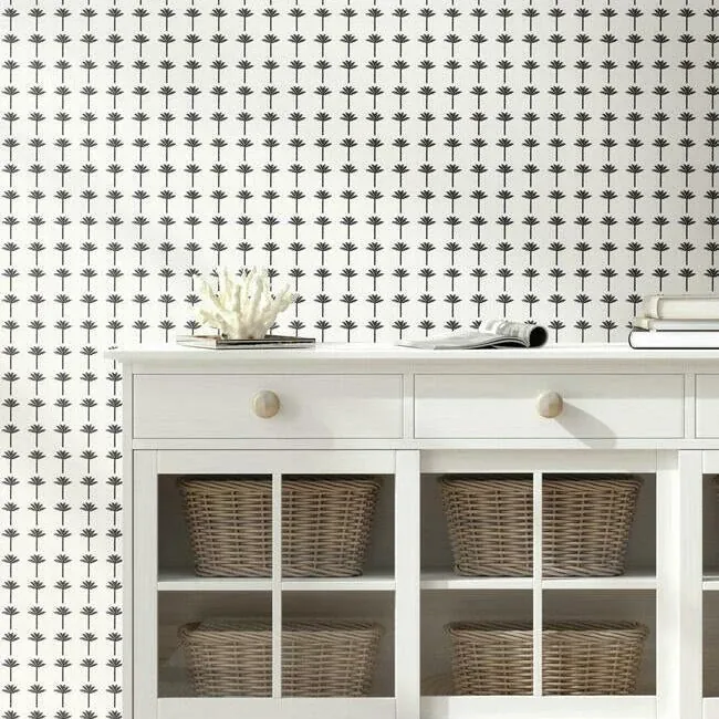 York Wallcoverings Palm Bay Black Wallpaper - SKU CV4417