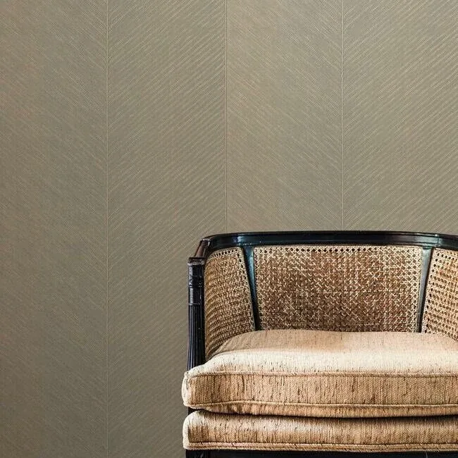 York Wallcoverings Palm Chevron Taupe & Gold Wallpaper - SKU TC2699