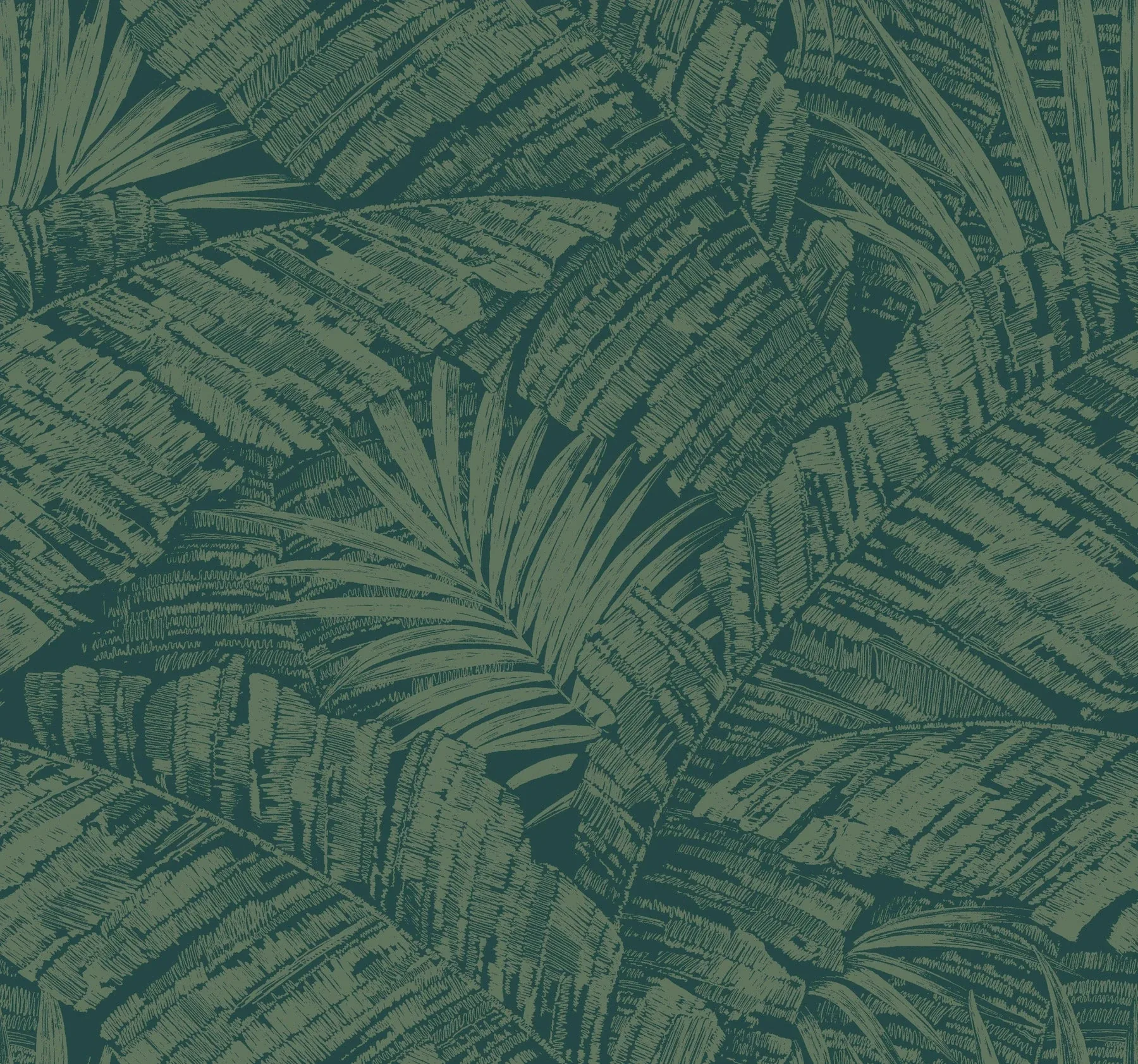 RT7924 | Palm Cove Toile Emerald Forest Wallpaper