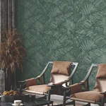 York Wallcoverings Palm Cove Toile Emerald Forest Wallpaper - SKU RT7924