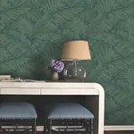 York Wallcoverings Palm Cove Toile Emerald Forest Wallpaper - SKU RT7924