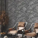 York Wallcoverings Palm Cove Toile Silver & Black Wallpaper - SKU RT7923