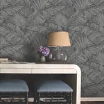 York Wallcoverings Palm Cove Toile Silver & Black Wallpaper - SKU RT7923