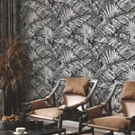 York Wallcoverings Palm Cove Toile White & Black Wallpaper - SKU RT7921