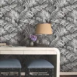 York Wallcoverings Palm Cove Toile White & Black Wallpaper - SKU RT7921