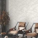 York Wallcoverings Palm Cove Toile White & Grey Wallpaper - SKU RT7922