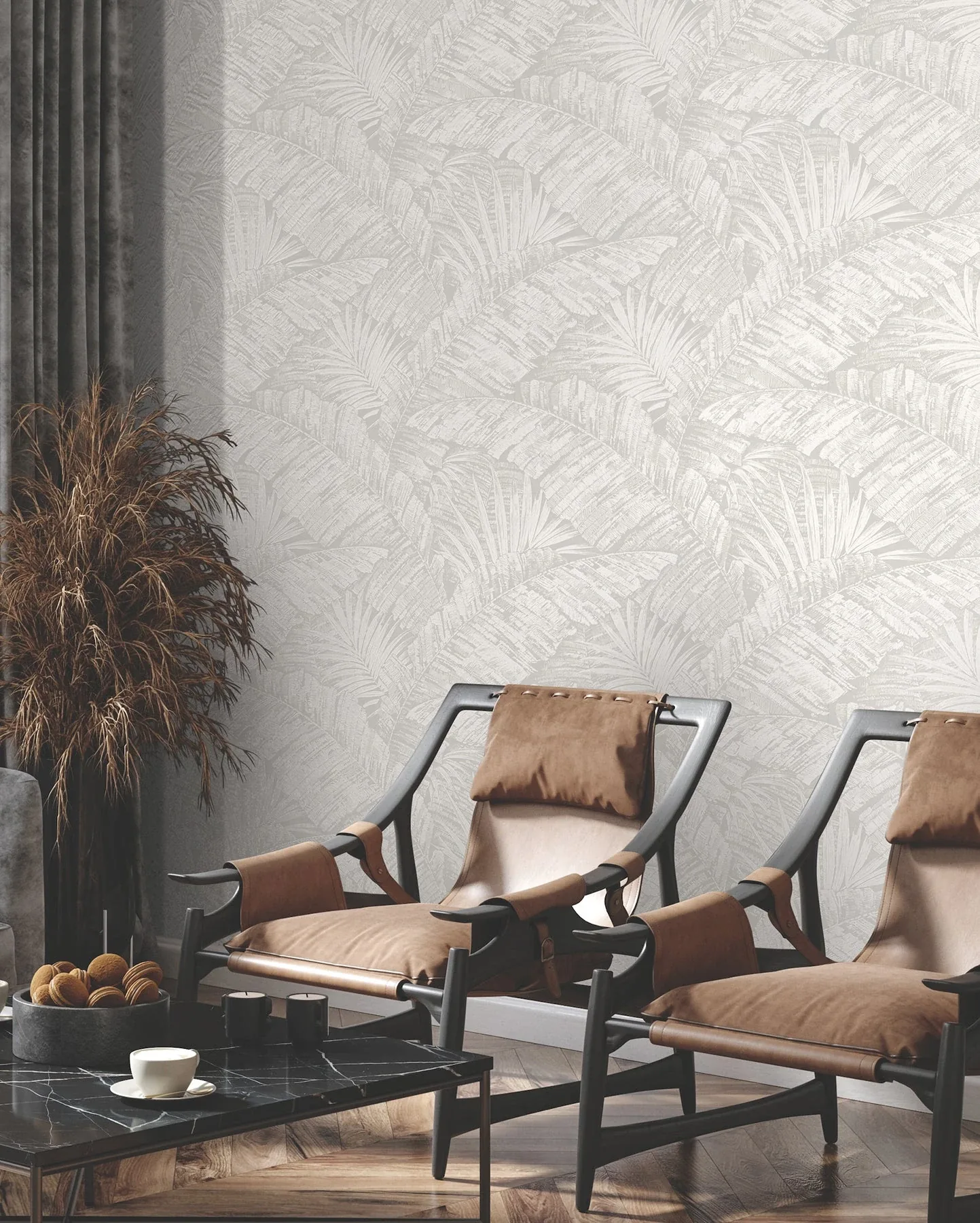 York Wallcoverings Palm Cove Toile White & Grey Wallpaper - SKU RT7922