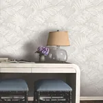 York Wallcoverings Palm Cove Toile White & Grey Wallpaper - SKU RT7922