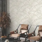 York Wallcoverings Palm Cove Toile White & Taupe Wallpaper - SKU RT7926