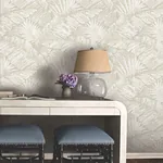York Wallcoverings Palm Cove Toile White & Taupe Wallpaper - SKU RT7926