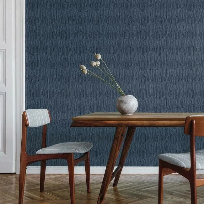 York Wallcoverings Palm Thatch Navy Wallpaper | Wallpaper Twins York Wallcoverings Palm Thatch Navy Wallpaper - SKU SS2564
