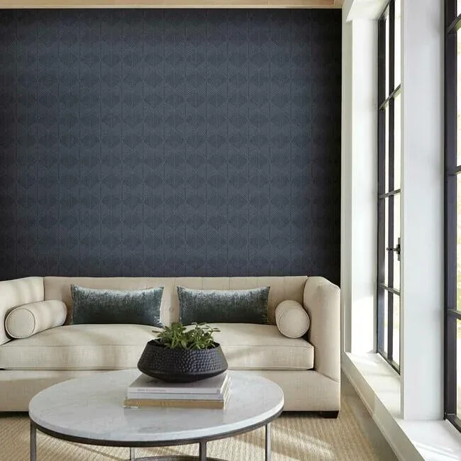 York Wallcoverings Palm Thatch Navy Wallpaper | Wallpaper Twins York Wallcoverings Palm Thatch Navy Wallpaper - SKU SS2564