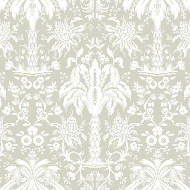 DM5013 | Palmetto Palm Damask Beige Wallpaper