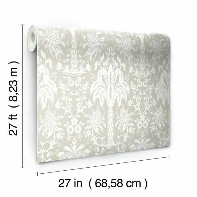 York Wallcoverings Palmetto Palm Damask Beige Wallpaper - SKU DM5013