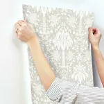 York Wallcoverings Palmetto Palm Damask Beige Wallpaper - SKU DM5013
