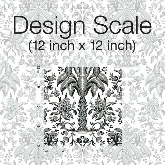 York Wallcoverings Palmetto Palm Damask Black Wallpaper - SKU DM5014