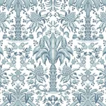 York Wallcoverings Palmetto Palm Damask Blue Wallpaper - SKU DM5012