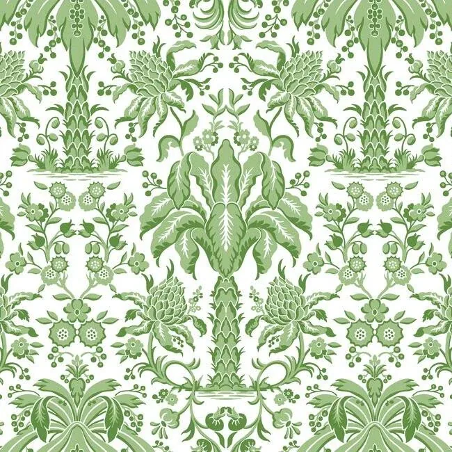 York Wallcoverings Palmetto Palm Damask Green Wallpaper - SKU DM5011