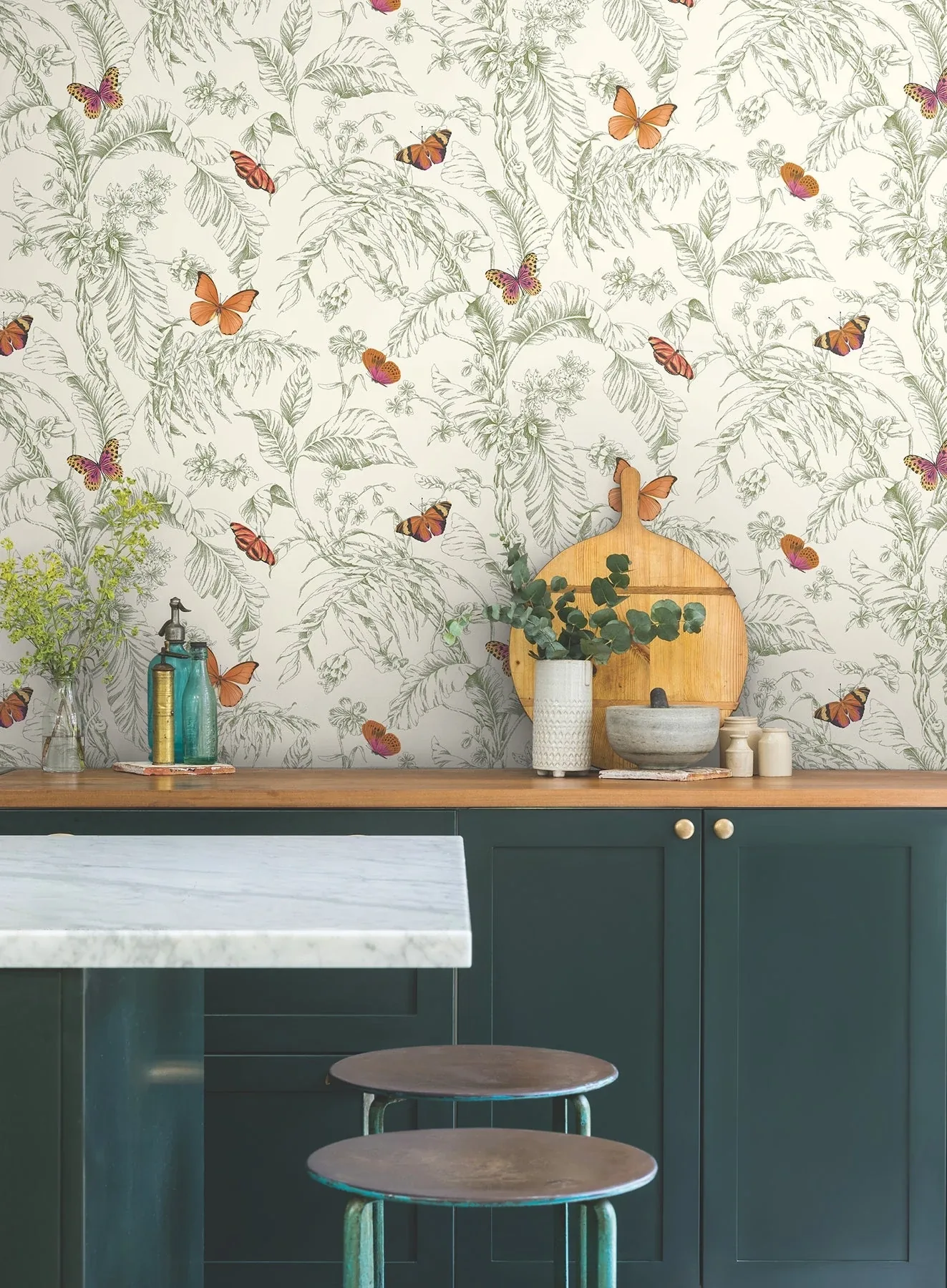 York Wallcoverings Papillon Green Wallpaper - SKU AF2027