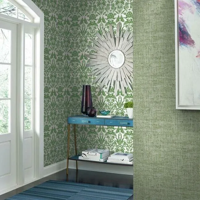 York Wallcoverings Papyrus Weave Green Wallpaper - SKU CY1561