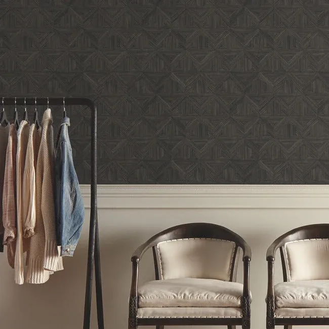 York Wallcoverings Parquet Black Wallpaper | Wallpaper Twins York Wallcoverings Parquet Black Wallpaper - SKU OM3621