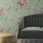 York Wallcoverings Parrots with Floral Bouquets Eucalyptus Peel & Stick Wallpaper - SKU PSW1361RL