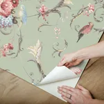 York Wallcoverings Parrots with Floral Bouquets Eucalyptus Peel & Stick Wallpaper - SKU PSW1361RL