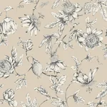 York Wallcoverings Passion Flower Toile Beige Wallpaper - SKU RT7854